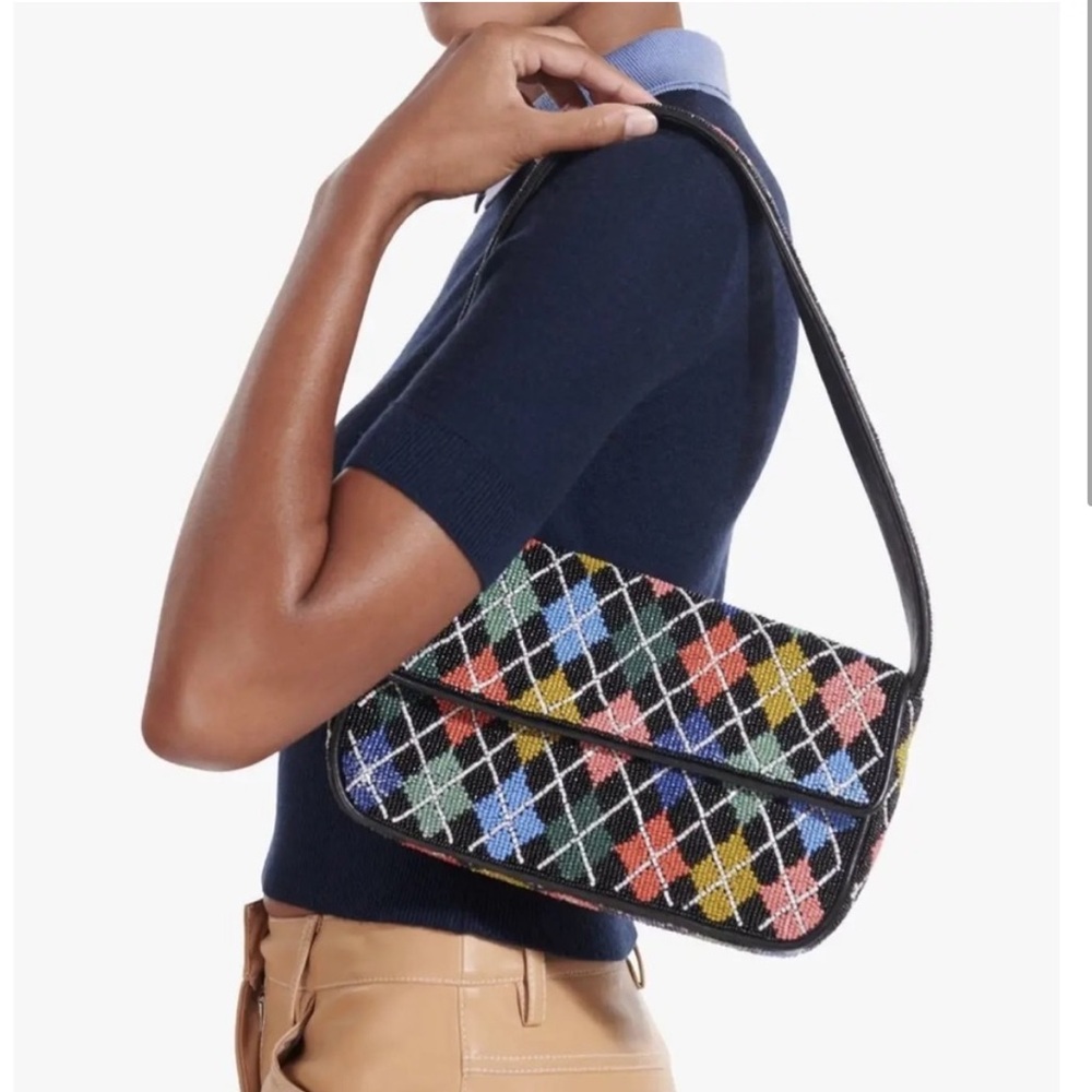 STAUD Limited Edition Beaded Argyle Tommy Bag - Picture 2 of 9